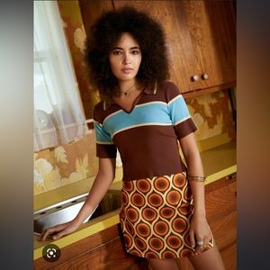 70s retro outfit- Skirt and shirt bundle, womens large